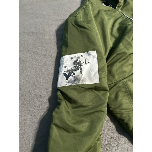 Rebel Minds Varsity Bomber Jacket Medium Green Hip Hop Studio Style Arm Zipper - Picture 6 of 7